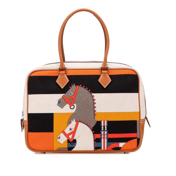 Pre-Loved Hermes Barenia and Toile Rocobar Plume 32 - Picture 1 of 11